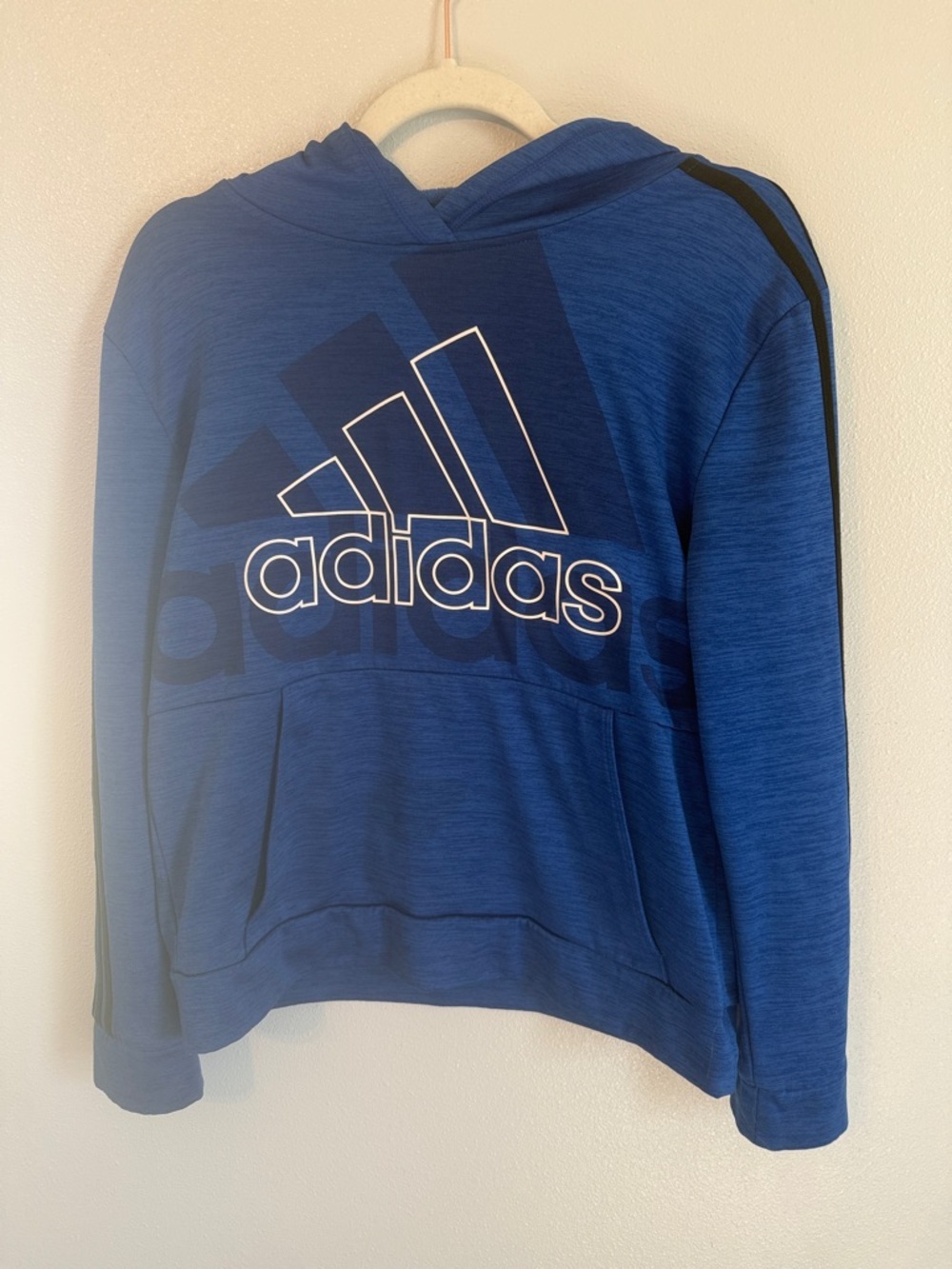 adidas Boys Royal Blue Logo Pullover Hoodie Size YL 14/16